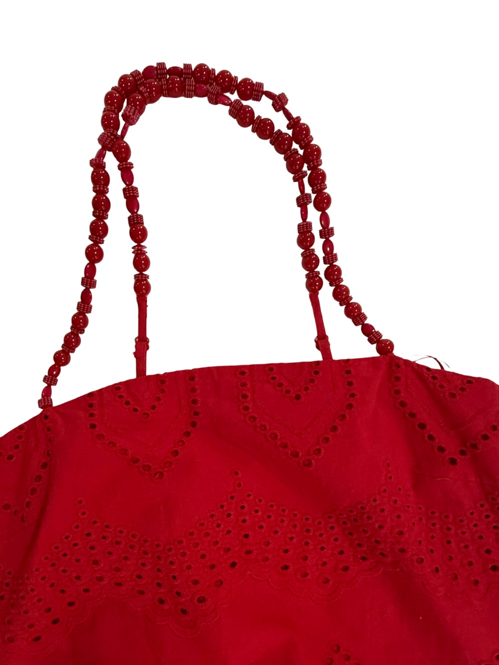 NWT Hyacinth House Red Eyelet Beaded Strap Midi Ibiza Dress Chic Summer Small - Picture 9 of 13